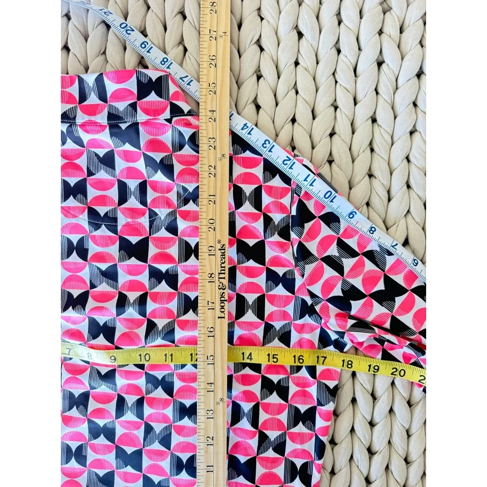 Tail Activewear Camari Short Sleeve Golf Top Pink Rendezvous Geometric 1/4 Zip - Picture 6 of 7